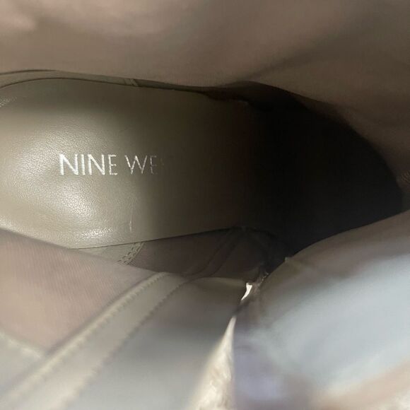 Nine West Elegant leather Beige Ankle platform heels Boots side zipper SZ10M - Picture 11 of 12